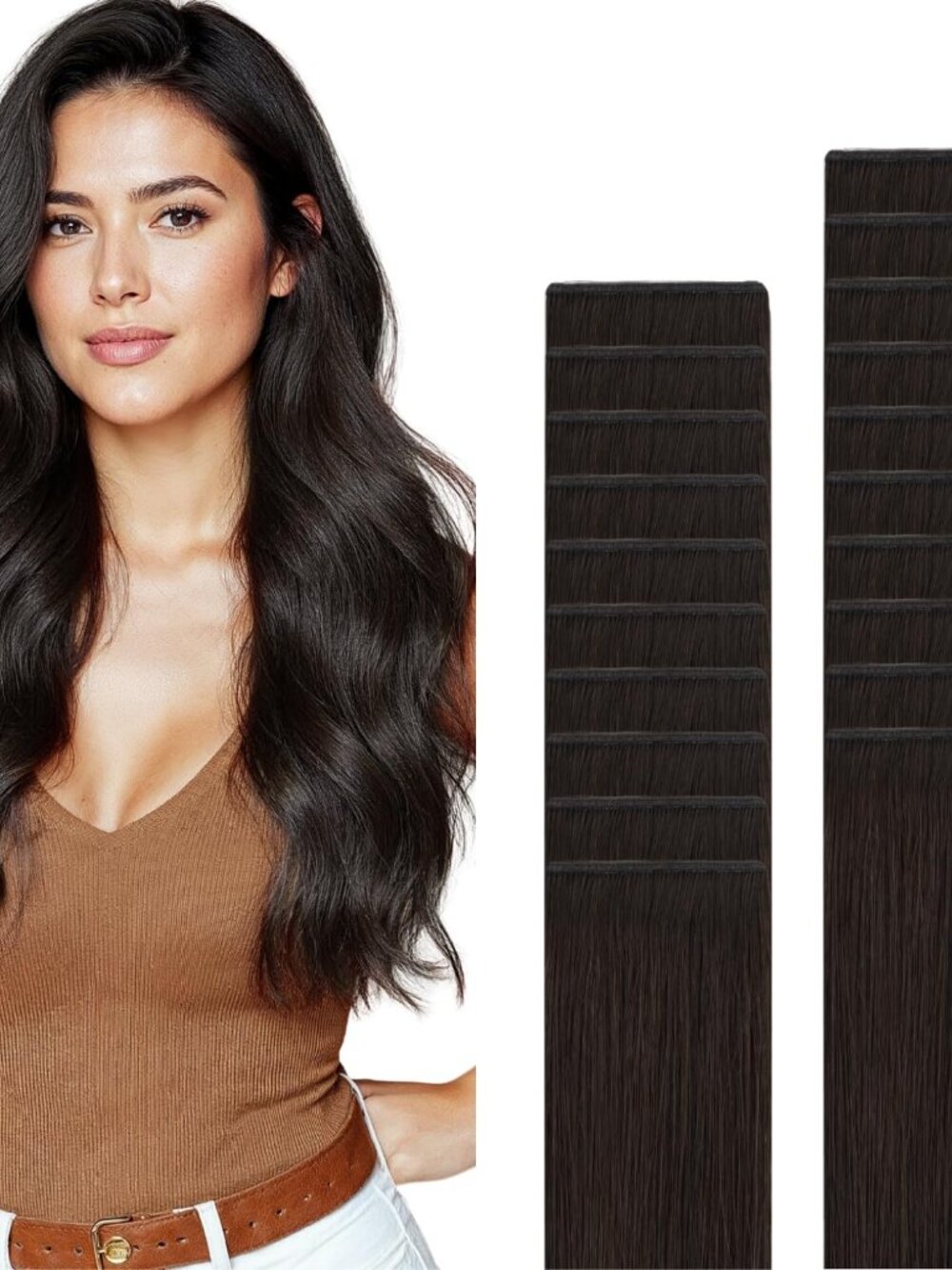 GOO GOO 16" Tape in 100% Remy Human Hair Dark Brown Extensions  50g 20pcs